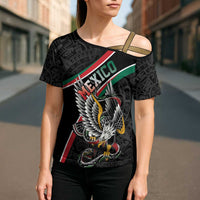 Mexico Eagle Spirit Personalized Cross Shoulder Shirt Ancient Aztec Pattern - Wonder Print Shop