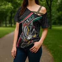 Mexico Eagle Spirit Personalized Cross Shoulder Shirt Ancient Aztec Pattern - Wonder Print Shop