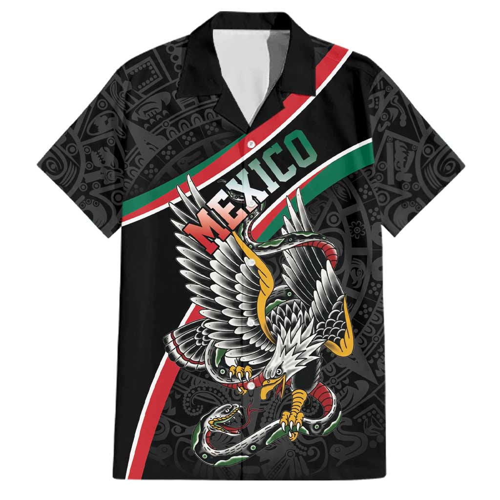 Mexico Eagle Spirit Personalized Family Matching Long Sleeve Bodycon Dress and Hawaiian Shirt Ancient Aztec Pattern - Wonder Print Shop