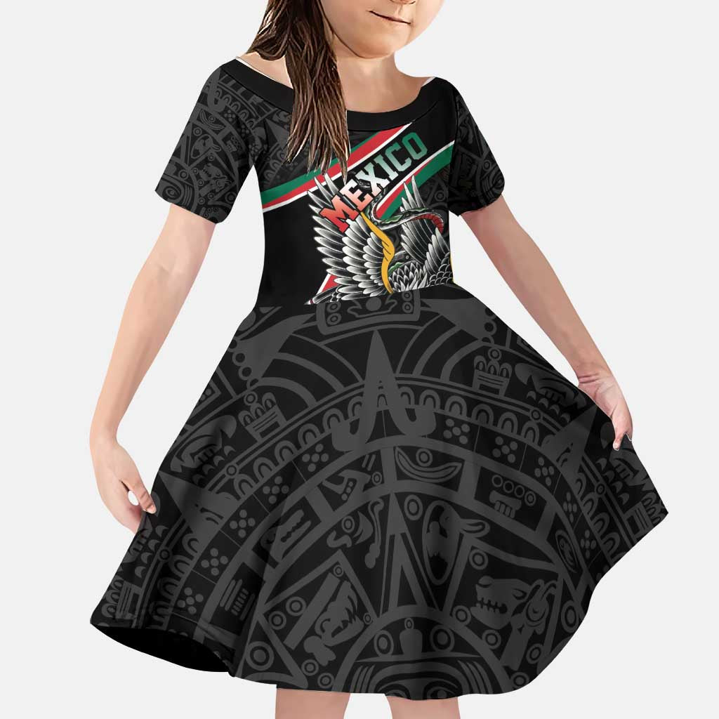 Mexico Eagle Spirit Personalized Family Matching Mermaid Dress and Hawaiian Shirt Ancient Aztec Pattern - Wonder Print Shop