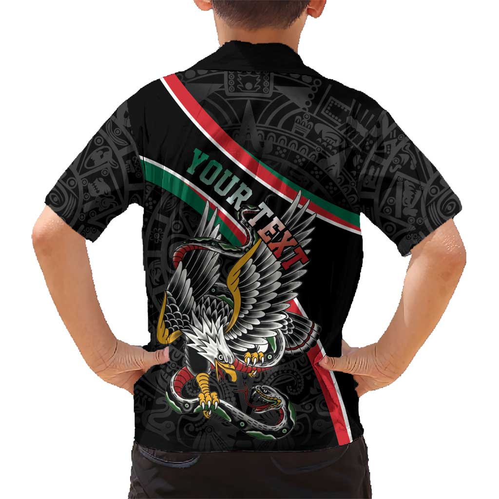 Mexico Eagle Spirit Personalized Family Matching Off Shoulder Maxi Dress and Hawaiian Shirt Ancient Aztec Pattern - Wonder Print Shop