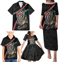 Mexico Eagle Spirit Personalized Family Matching Puletasi and Hawaiian Shirt Ancient Aztec Pattern - Wonder Print Shop