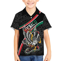 Mexico Eagle Spirit Personalized Family Matching Puletasi and Hawaiian Shirt Ancient Aztec Pattern - Wonder Print Shop