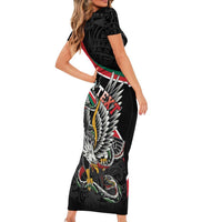 Mexico Eagle Spirit Personalized Family Matching Short Sleeve Bodycon Dress and Hawaiian Shirt Ancient Aztec Pattern - Wonder Print Shop