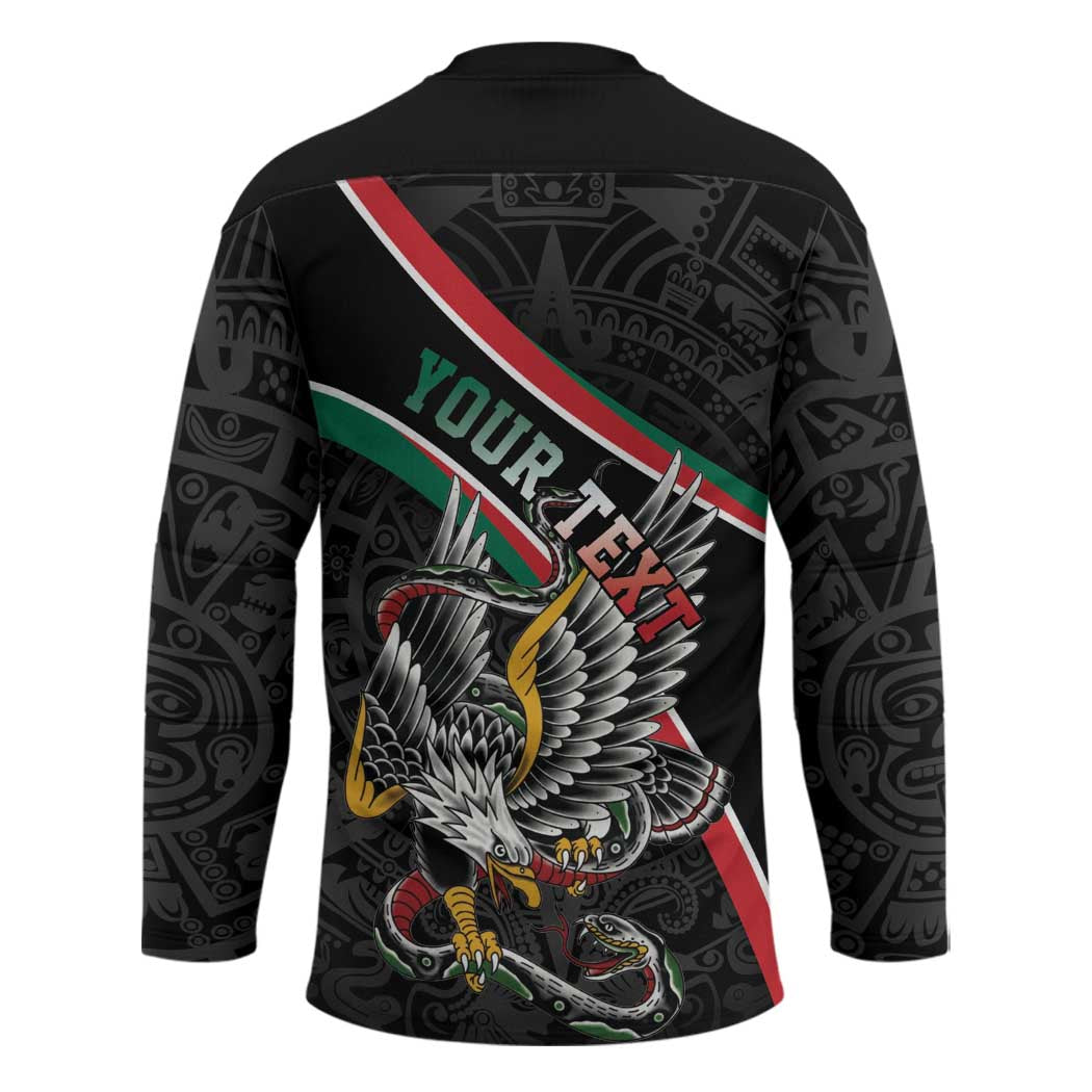Mexico Eagle Spirit Personalized Hockey Jersey Ancient Aztec Pattern - Wonder Print Shop