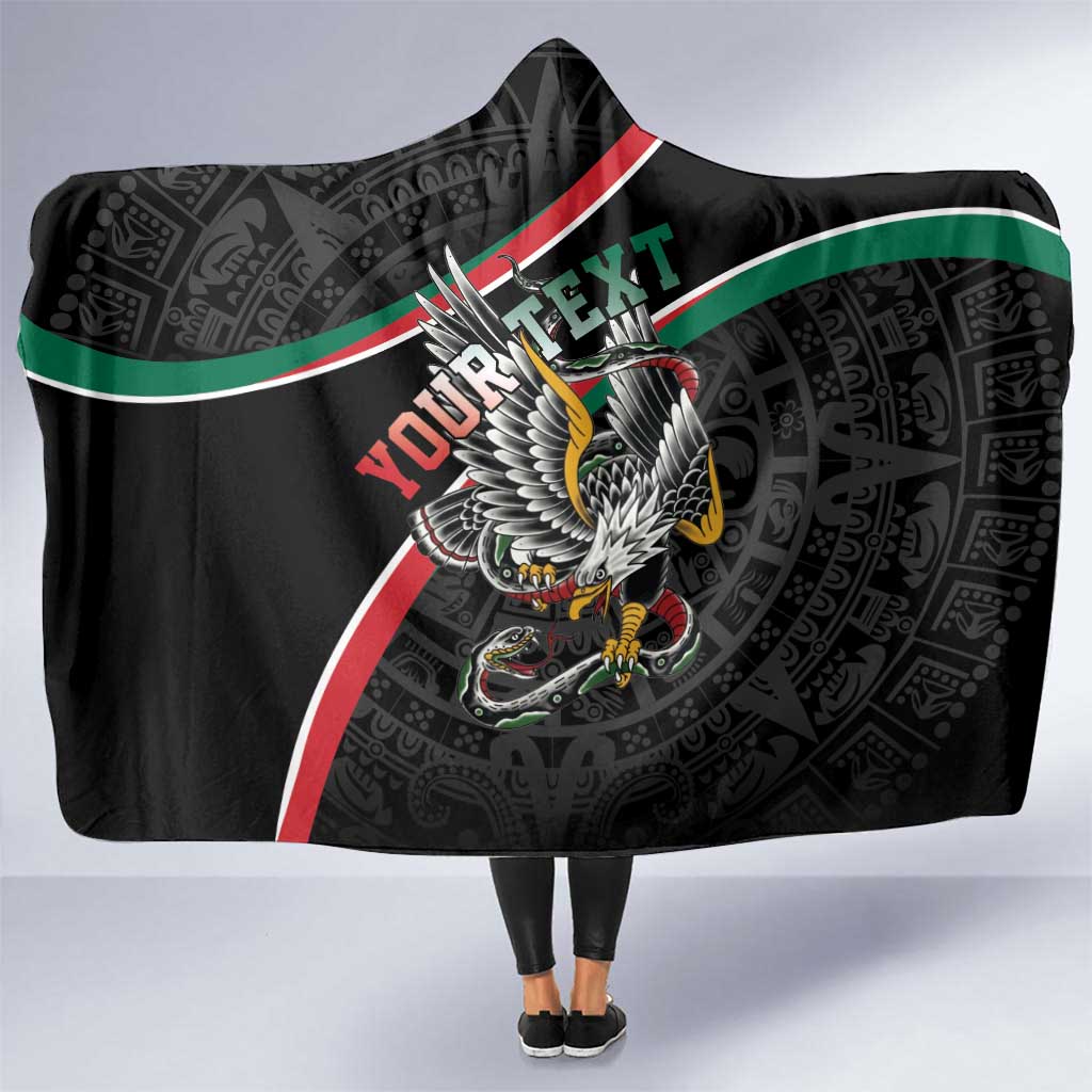 Mexico Eagle Spirit Personalized Hooded Blanket Ancient Aztec Pattern - Wonder Print Shop