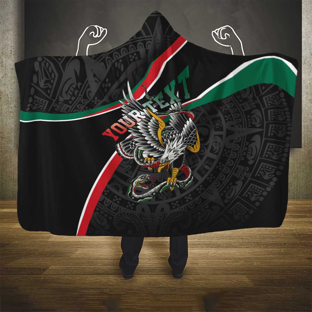 Mexico Eagle Spirit Personalized Hooded Blanket Ancient Aztec Pattern - Wonder Print Shop