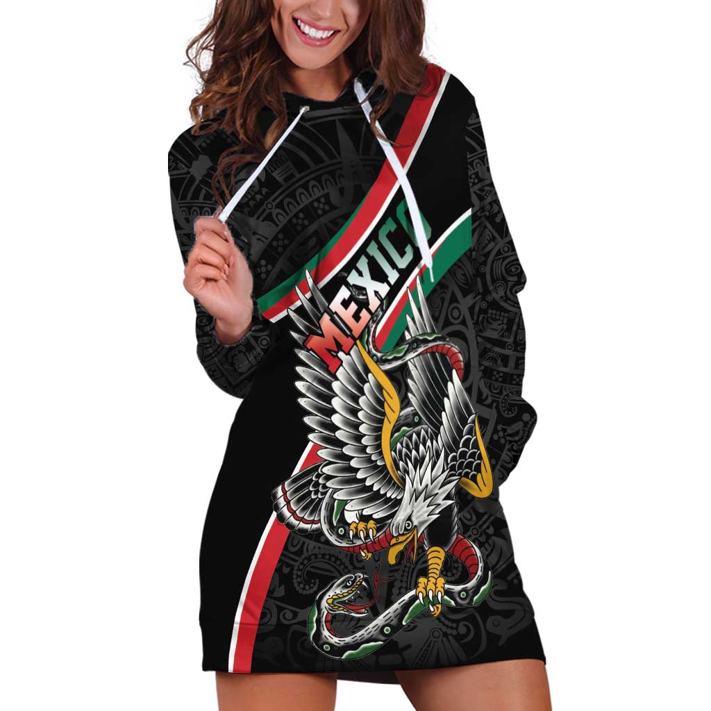 Mexico Eagle Spirit Personalized Hoodie Dress Ancient Aztec Pattern - Wonder Print Shop