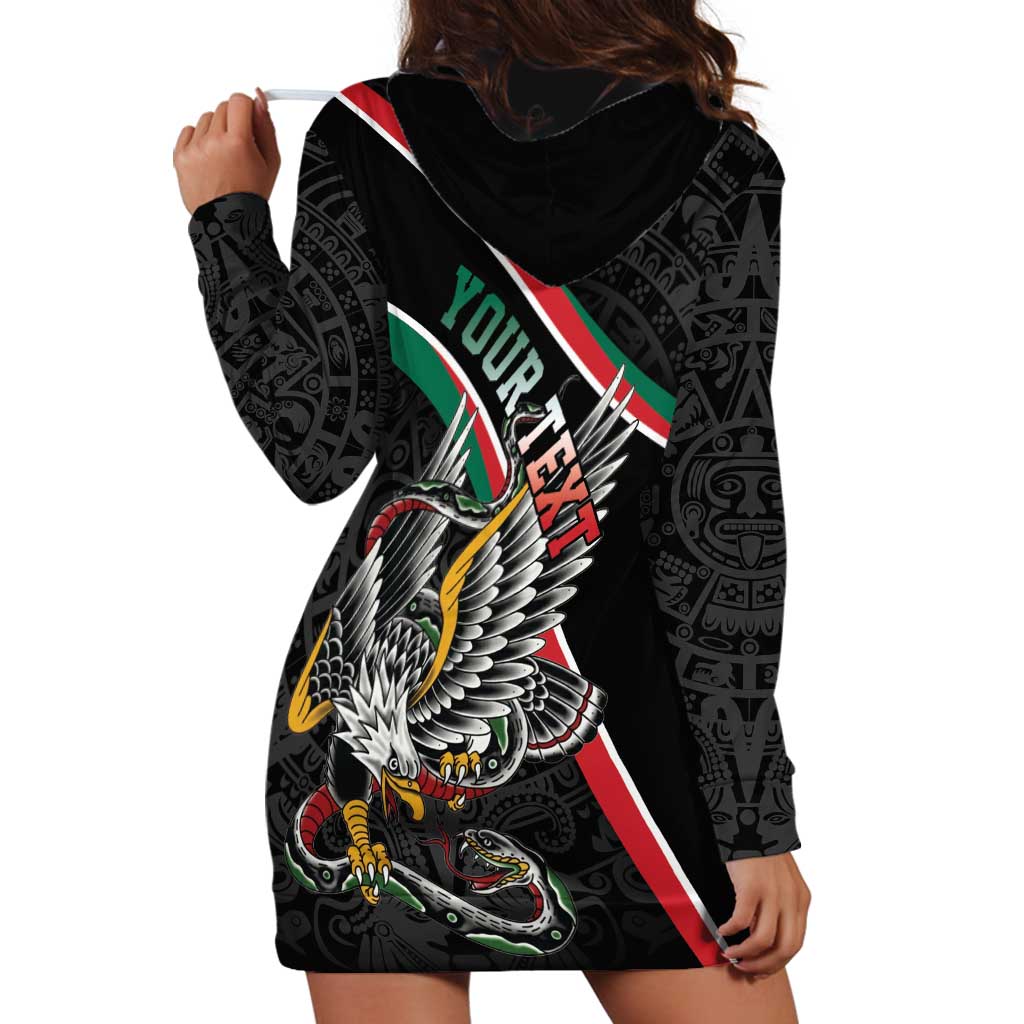 Mexico Eagle Spirit Personalized Hoodie Dress Ancient Aztec Pattern - Wonder Print Shop