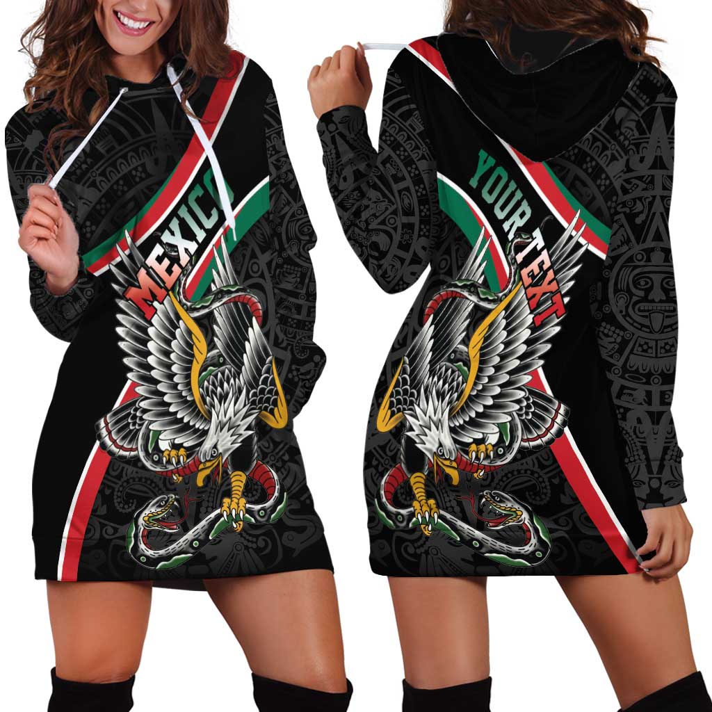 Mexico Eagle Spirit Personalized Hoodie Dress Ancient Aztec Pattern - Wonder Print Shop