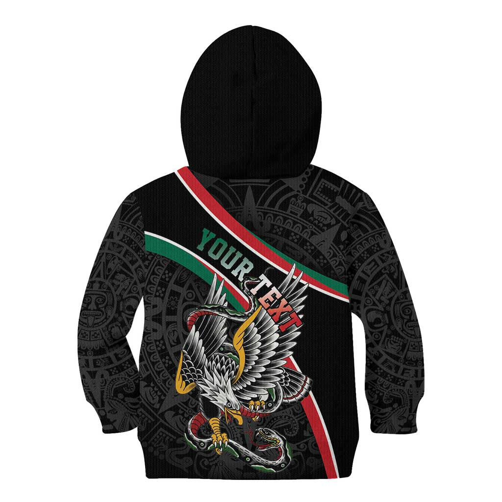Mexico Eagle Spirit Personalized Kid Hoodie Ancient Aztec Pattern - Wonder Print Shop