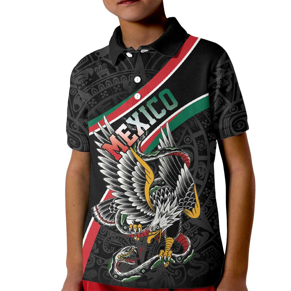 Mexico Eagle Spirit Personalized Kid Polo Shirt Ancient Aztec Pattern - Wonder Print Shop