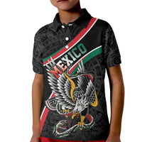Mexico Eagle Spirit Personalized Kid Polo Shirt Ancient Aztec Pattern - Wonder Print Shop