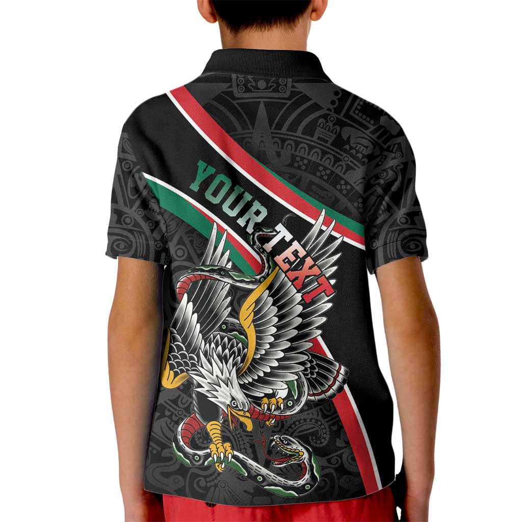Mexico Eagle Spirit Personalized Kid Polo Shirt Ancient Aztec Pattern - Wonder Print Shop