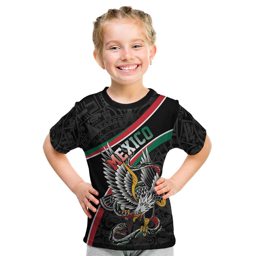 Mexico Eagle Spirit Personalized Kid T Shirt Ancient Aztec Pattern - Wonder Print Shop
