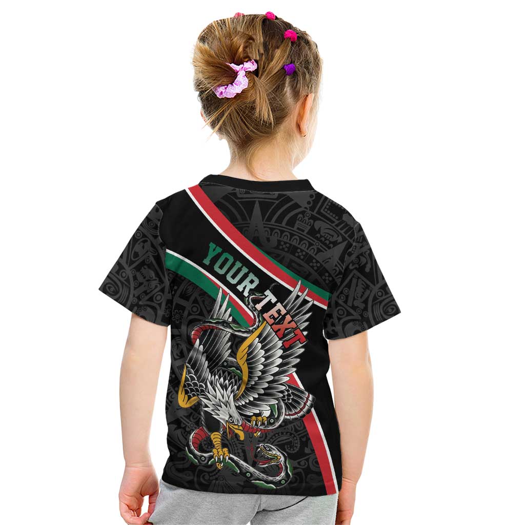 Mexico Eagle Spirit Personalized Kid T Shirt Ancient Aztec Pattern - Wonder Print Shop