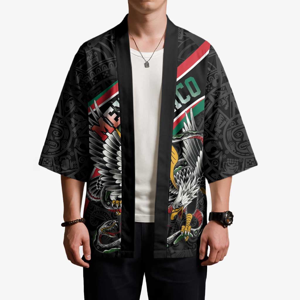 Mexico Eagle Spirit Personalized Kimono Ancient Aztec Pattern - Wonder Print Shop