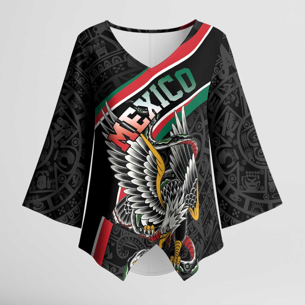 Mexico Eagle Spirit Personalized Kimono Sleeve Blouse Ancient Aztec Pattern - Wonder Print Shop