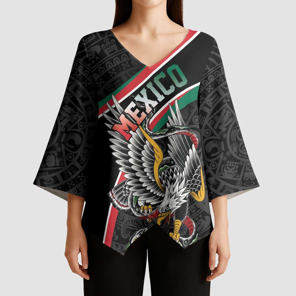 Mexico Eagle Spirit Personalized Kimono Sleeve Blouse Ancient Aztec Pattern - Wonder Print Shop