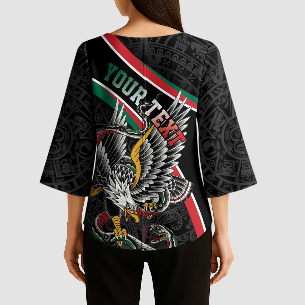 Mexico Eagle Spirit Personalized Kimono Sleeve Blouse Ancient Aztec Pattern - Wonder Print Shop