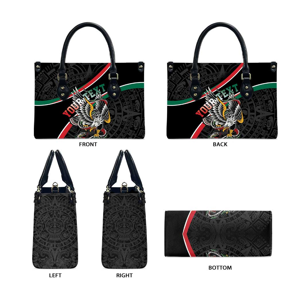 Mexico Eagle Spirit Personalized Leather Bag Ancient Aztec Pattern - Wonder Print Shop