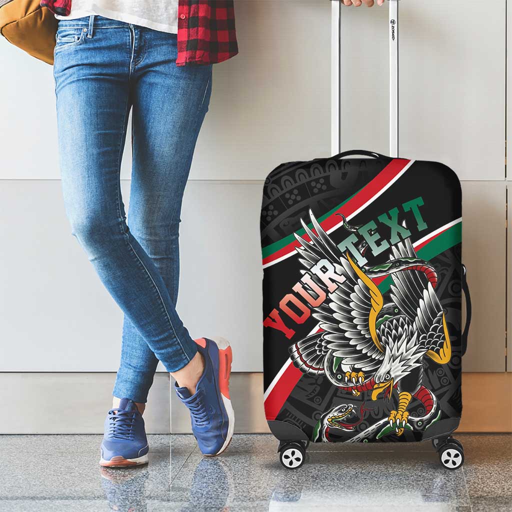 Mexico Eagle Spirit Personalized Luggage Cover Ancient Aztec Pattern - Wonder Print Shop
