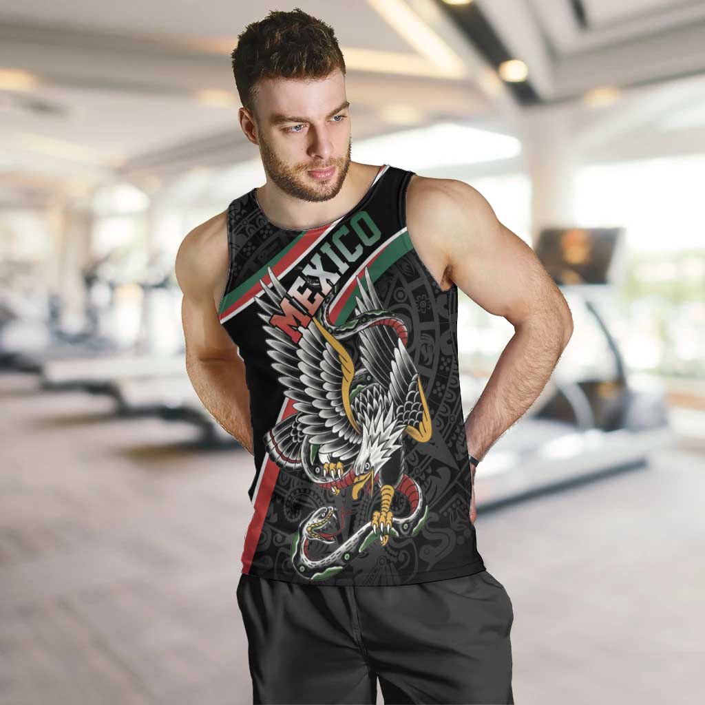 Mexico Eagle Spirit Personalized Men Tank Top Ancient Aztec Pattern - Wonder Print Shop