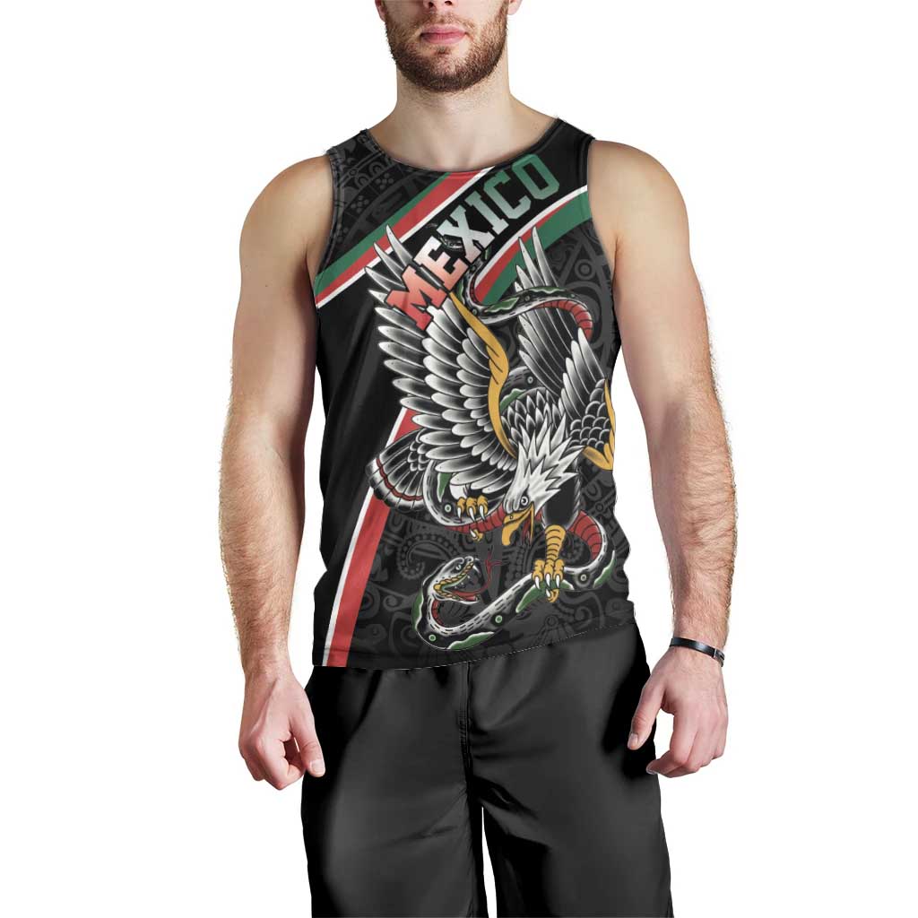 Mexico Eagle Spirit Personalized Men Tank Top Ancient Aztec Pattern - Wonder Print Shop
