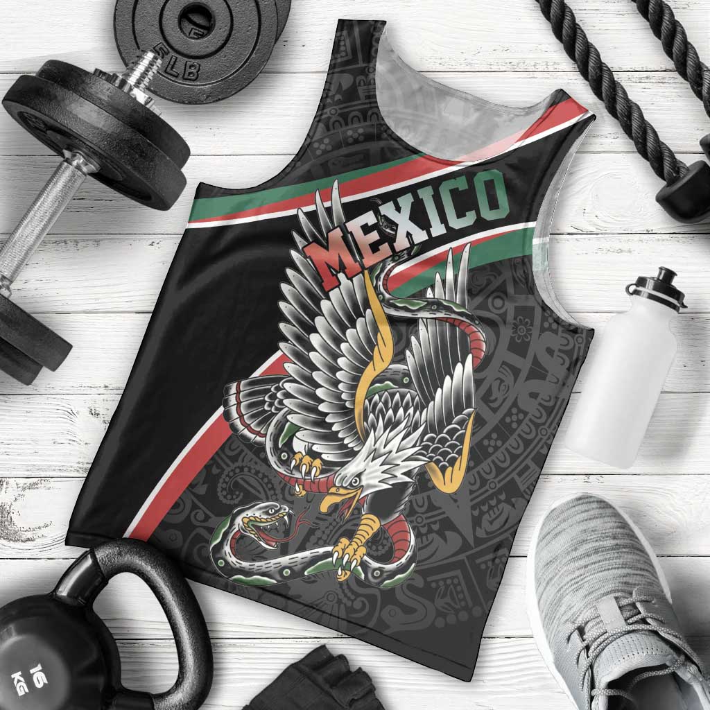 Mexico Eagle Spirit Personalized Men Tank Top Ancient Aztec Pattern - Wonder Print Shop