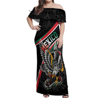 Mexico Eagle Spirit Personalized Off Shoulder Maxi Dress Ancient Aztec Pattern - Wonder Print Shop