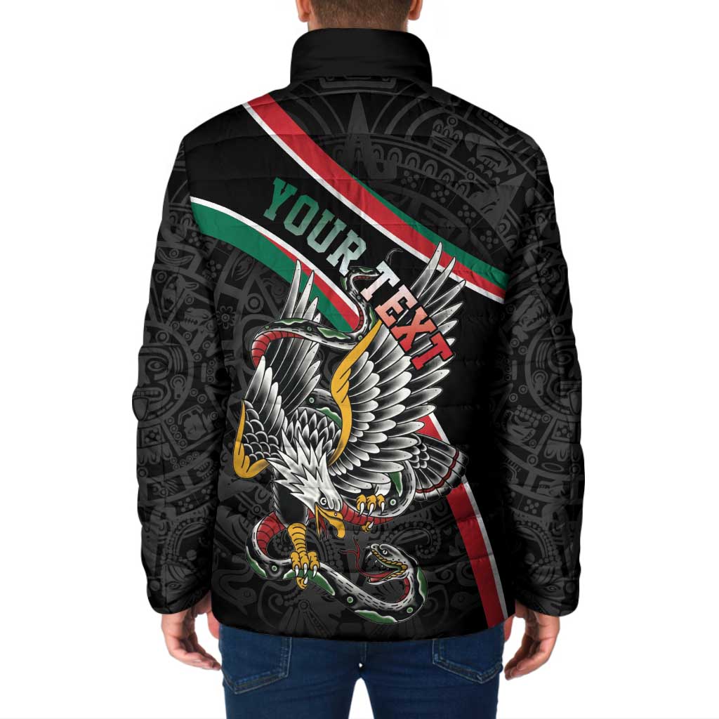 Mexico Eagle Spirit Personalized Padded Jacket Ancient Aztec Pattern - Wonder Print Shop