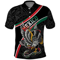 Mexico Eagle Spirit Personalized Polo Shirt Ancient Aztec Pattern - Wonder Print Shop