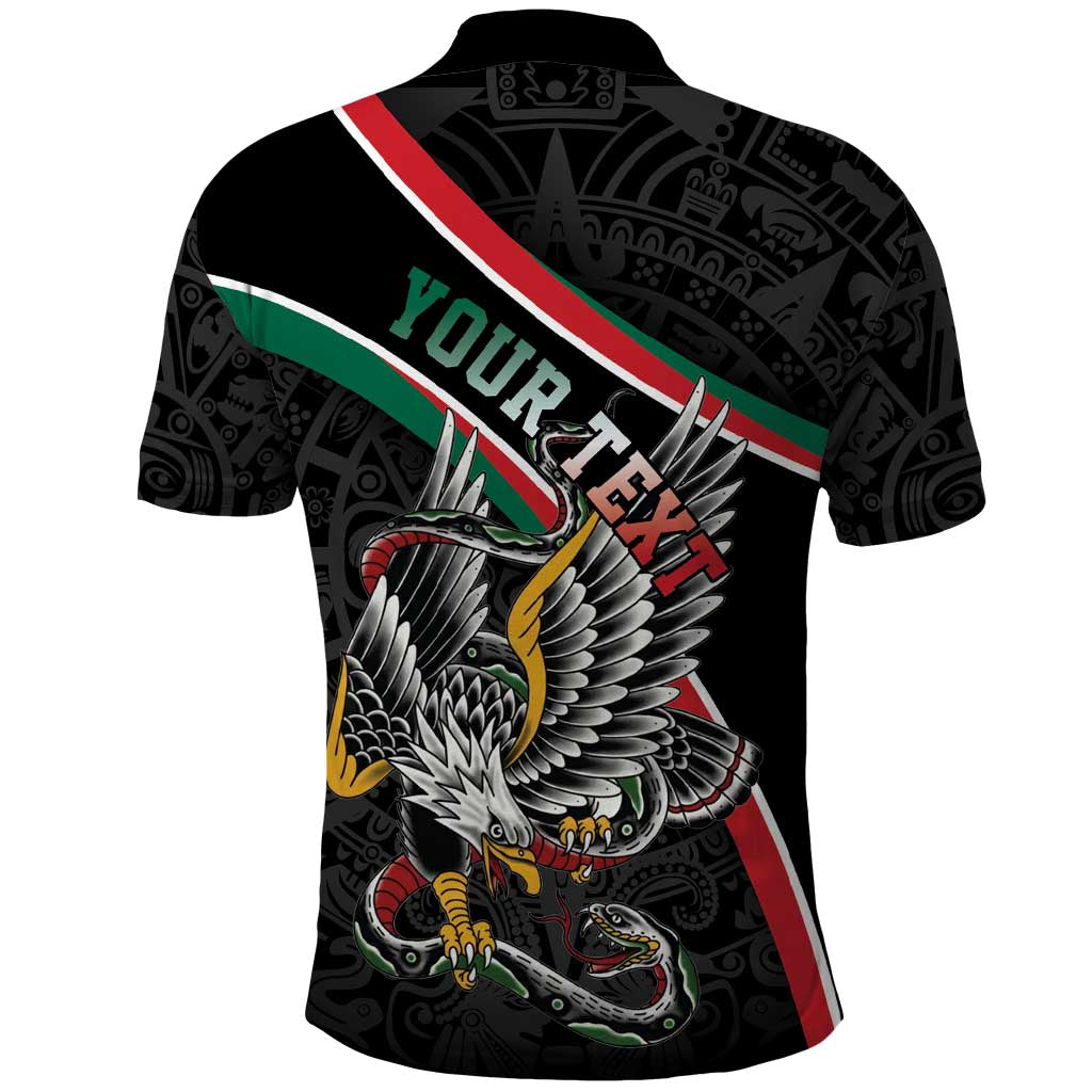 Mexico Eagle Spirit Personalized Polo Shirt Ancient Aztec Pattern - Wonder Print Shop