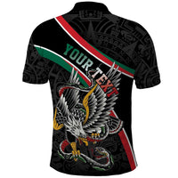 Mexico Eagle Spirit Personalized Polo Shirt Ancient Aztec Pattern - Wonder Print Shop