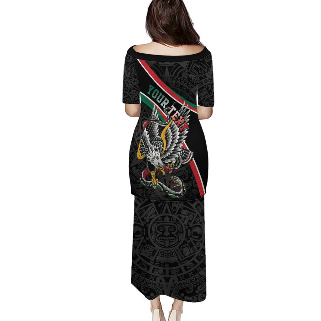 Mexico Eagle Spirit Personalized Puletasi Ancient Aztec Pattern - Wonder Print Shop