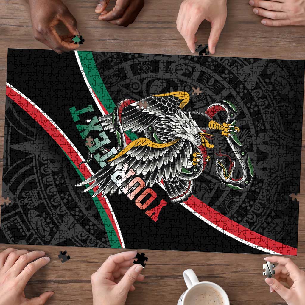 Mexico Eagle Spirit Personalized Puzzle Ancient Aztec Pattern - Wonder Print Shop