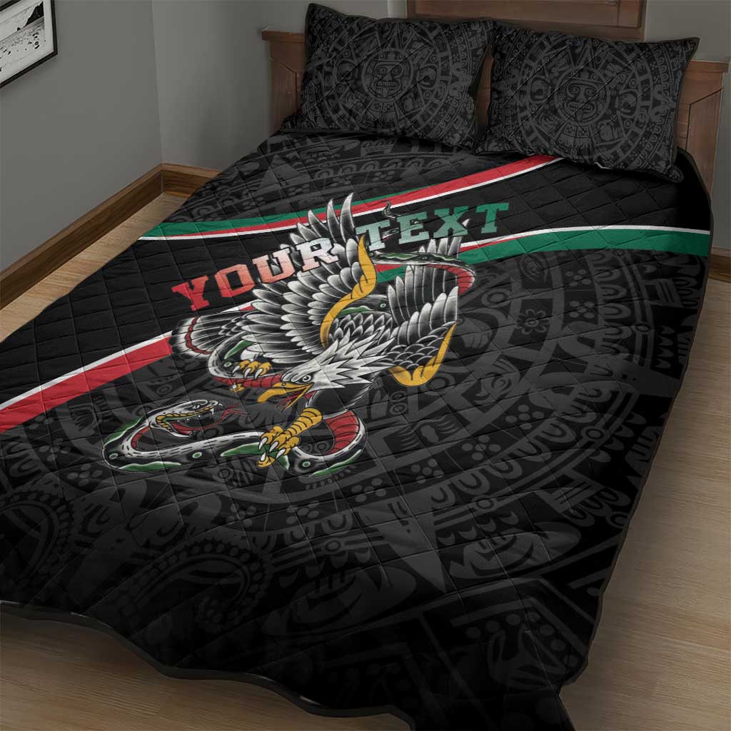 Mexico Eagle Spirit Personalized Quilt Bed Set Ancient Aztec Pattern - Wonder Print Shop