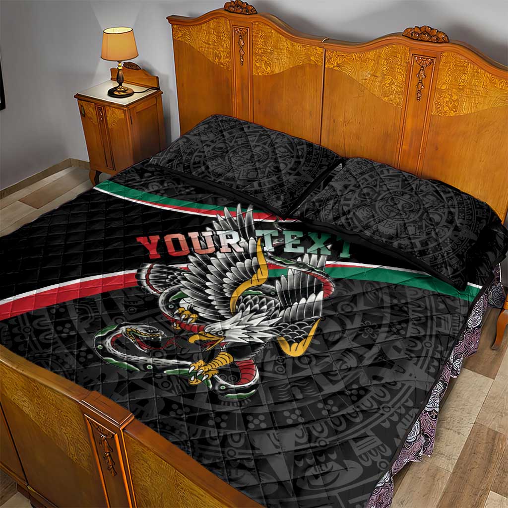 Mexico Eagle Spirit Personalized Quilt Bed Set Ancient Aztec Pattern - Wonder Print Shop