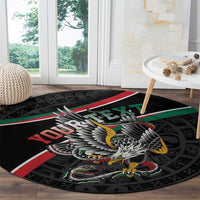 Mexico Eagle Spirit Personalized Round Carpet Ancient Aztec Pattern - Wonder Print Shop