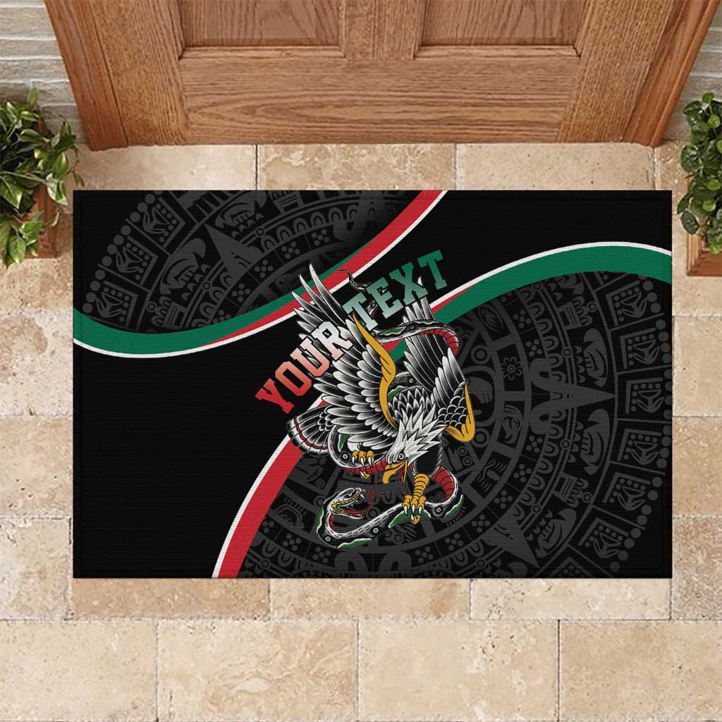 Mexico Eagle Spirit Personalized Rubber Doormat Ancient Aztec Pattern - Wonder Print Shop