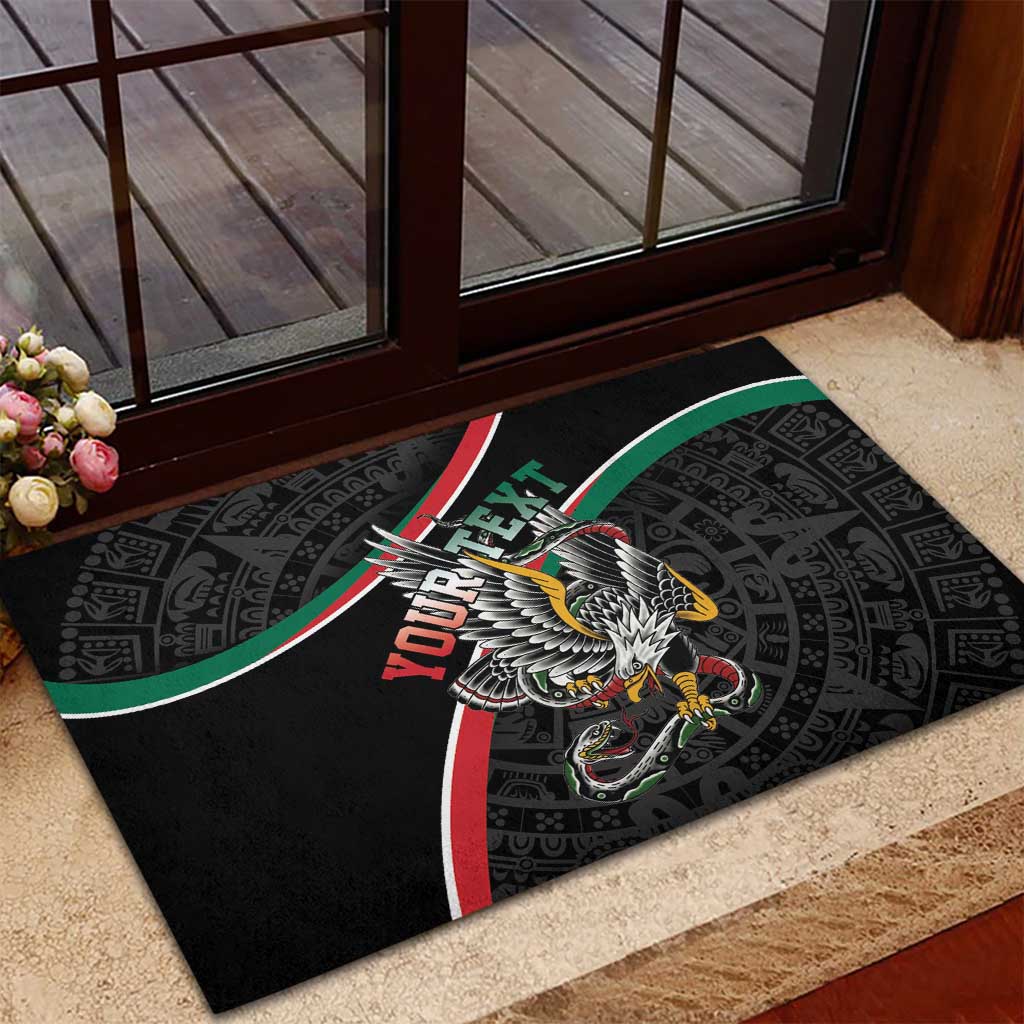 Mexico Eagle Spirit Personalized Rubber Doormat Ancient Aztec Pattern - Wonder Print Shop