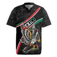 Mexico Eagle Spirit Personalized Rugby Jersey Ancient Aztec Pattern - Wonder Print Shop