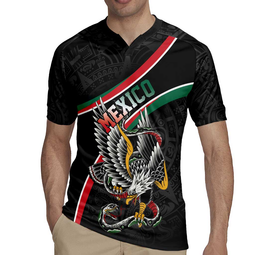 Mexico Eagle Spirit Personalized Rugby Jersey Ancient Aztec Pattern - Wonder Print Shop