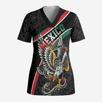 Mexico Eagle Spirit Personalized Scrub Top Ancient Aztec Pattern - Wonder Print Shop