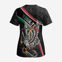 Mexico Eagle Spirit Personalized Scrub Top Ancient Aztec Pattern - Wonder Print Shop