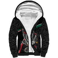 Mexico Eagle Spirit Personalized Sherpa Hoodie Ancient Aztec Pattern - Wonder Print Shop