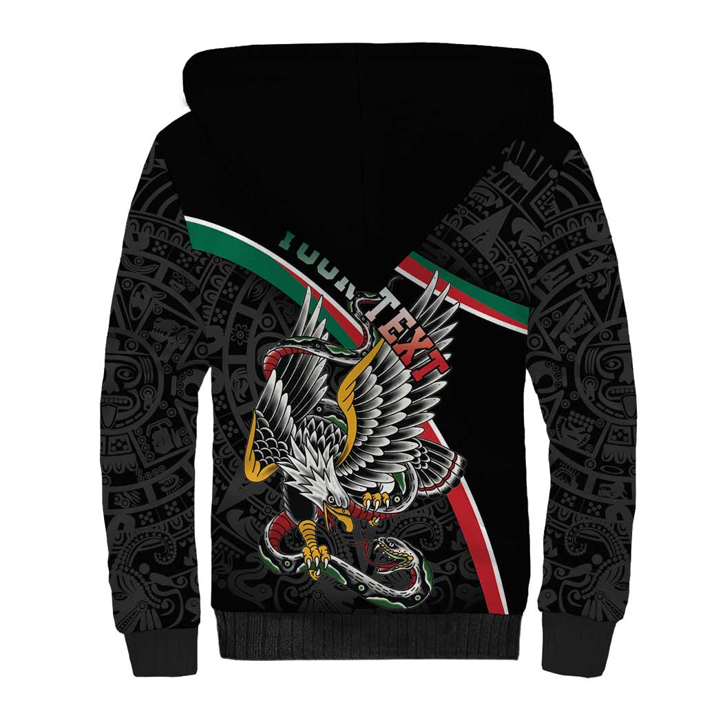 Mexico Eagle Spirit Personalized Sherpa Hoodie Ancient Aztec Pattern - Wonder Print Shop