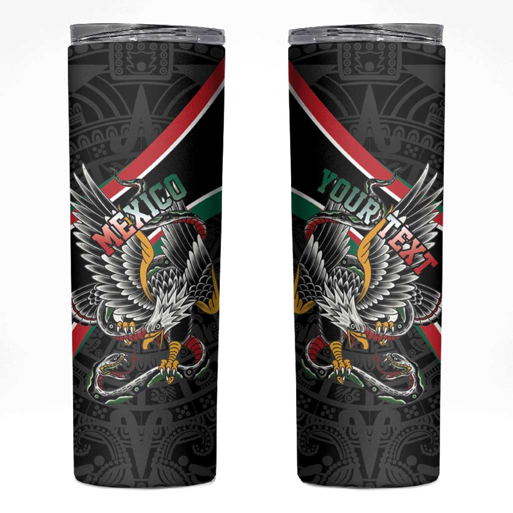 Mexico Eagle Spirit Personalized Skinny Tumbler Ancient Aztec Pattern - Wonder Print Shop