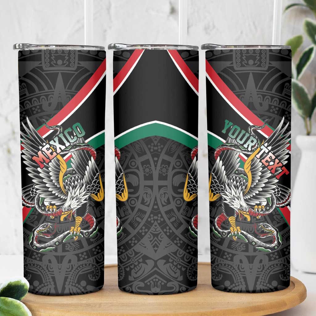 Mexico Eagle Spirit Personalized Skinny Tumbler Ancient Aztec Pattern - Wonder Print Shop