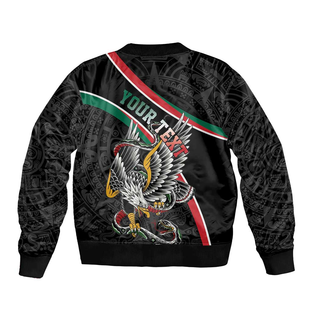 Mexico Eagle Spirit Personalized Sleeve Zip Bomber Jacket Ancient Aztec Pattern - Wonder Print Shop